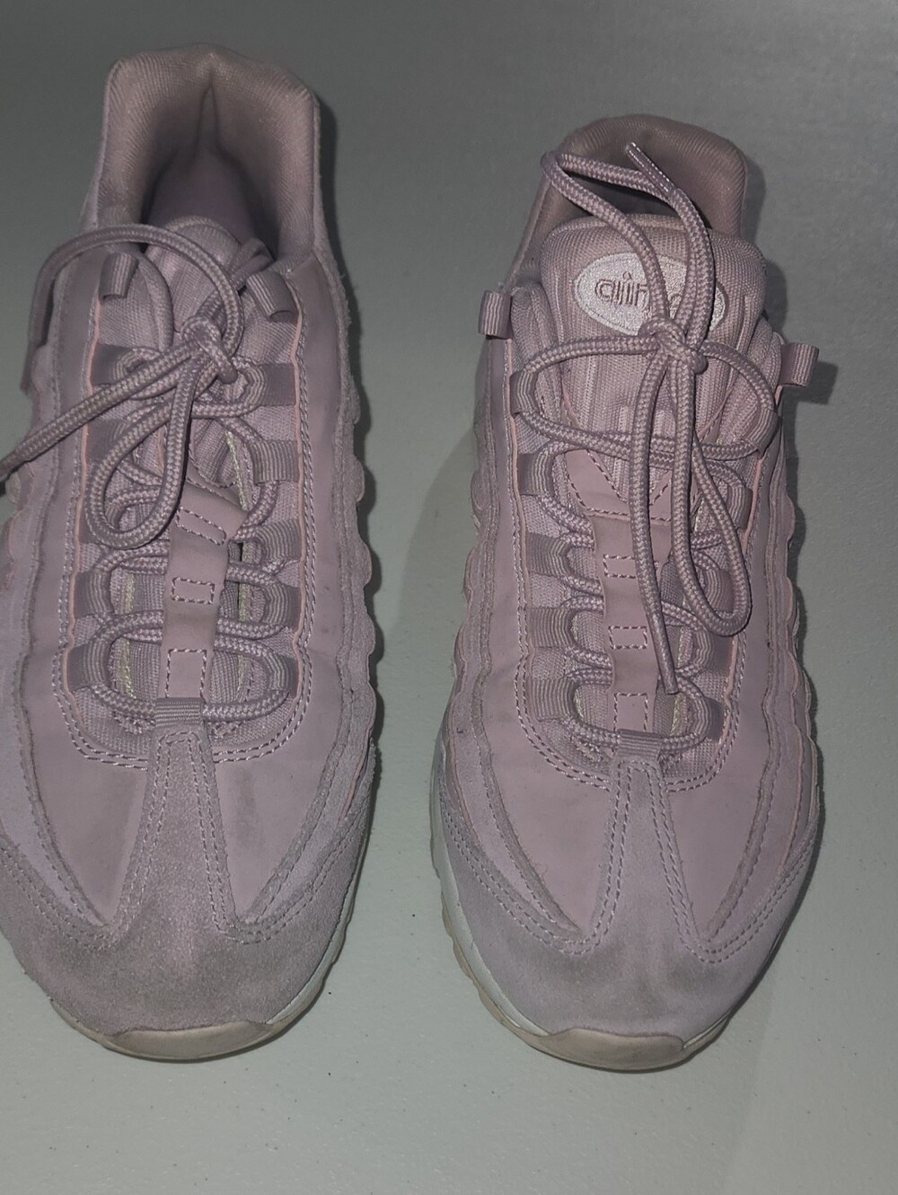 Nike Air Max 95 Barely Rose Pink Sneakers W/ Suede/Leather Panel. Size 8.5